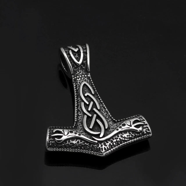 Vikings Mjolnir Dragon Stainless Steel Necklace | Pendants & Necklaces | Wiccan Center