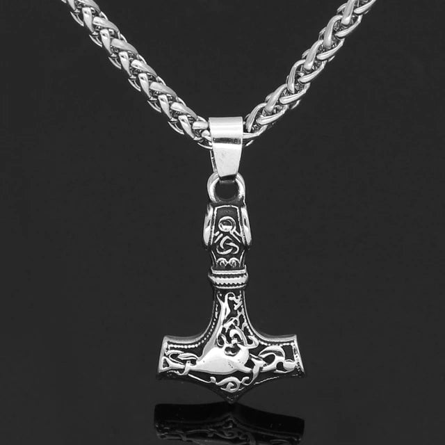 Vikings Mjolnir Ignuz Rune Stainless Steel Necklace | Pendants & Necklaces | Wiccan Center