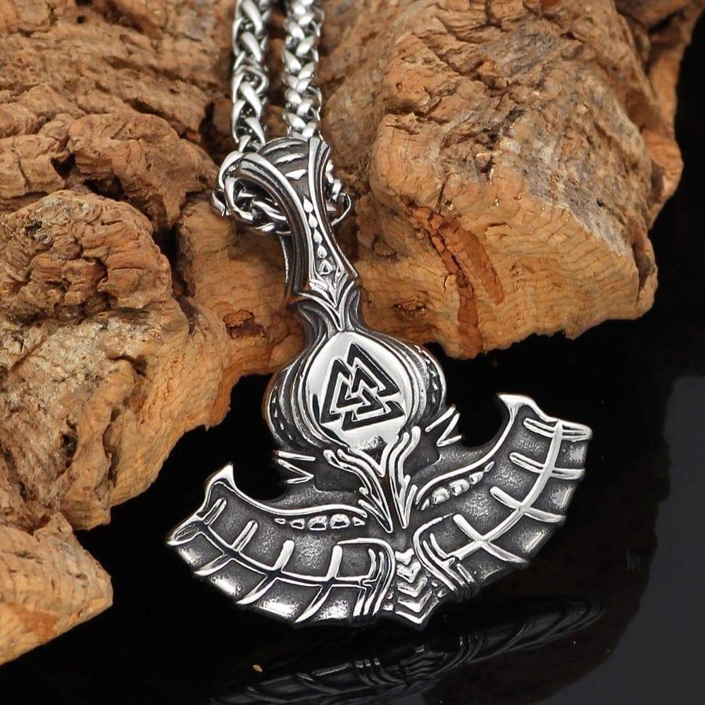 Vikings Mjolnir with Valknut Stainless Steel Pendant & Necklace | Pendants & Necklaces | Wiccan Center