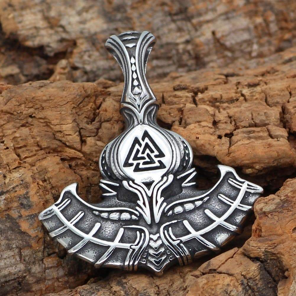 Vikings Mjolnir with Valknut Stainless Steel Pendant & Necklace | Pendants & Necklaces | Wiccan Center