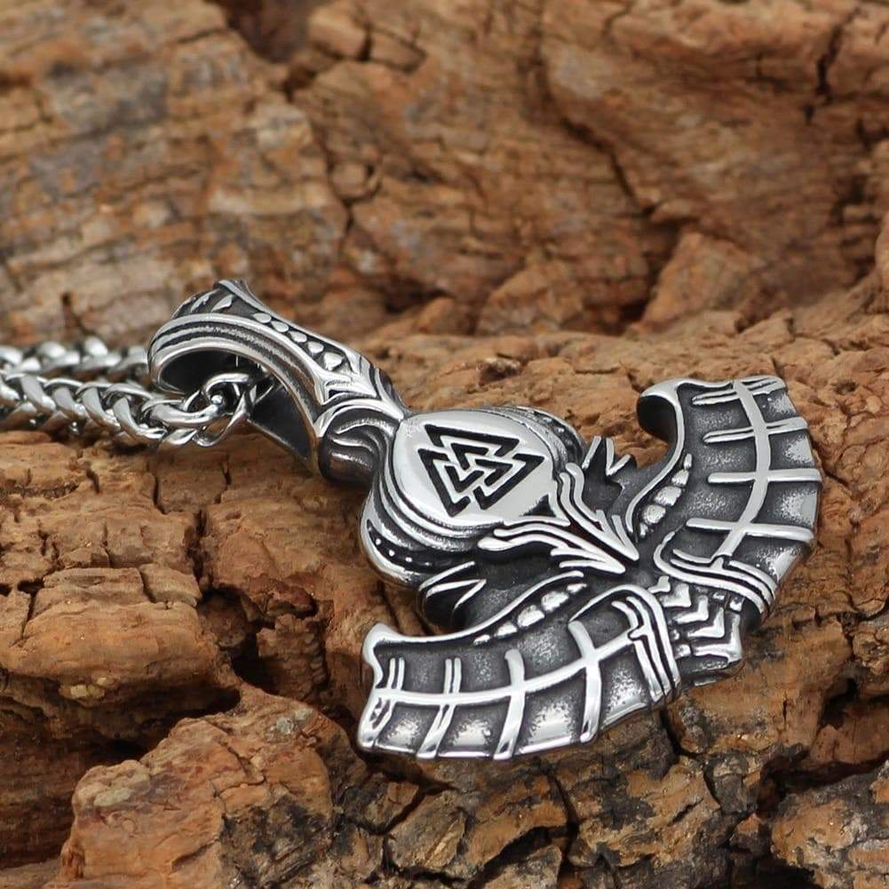Vikings Mjolnir with Valknut Stainless Steel Pendant & Necklace | Pendants & Necklaces | Wiccan Center