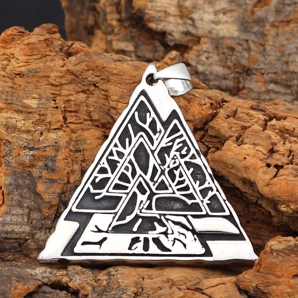Vikings Valknut with Yggdrasil Tree of Life Stainless Steel Necklace | Pendants & Necklaces | Wiccan Center