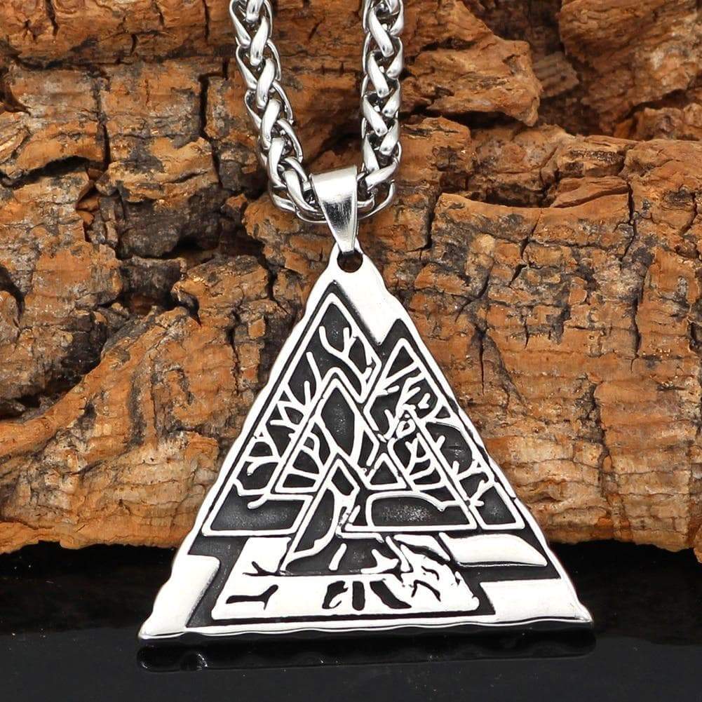 Vikings Valknut with Yggdrasil Tree of Life Stainless Steel Necklace | Pendants & Necklaces | Wiccan Center