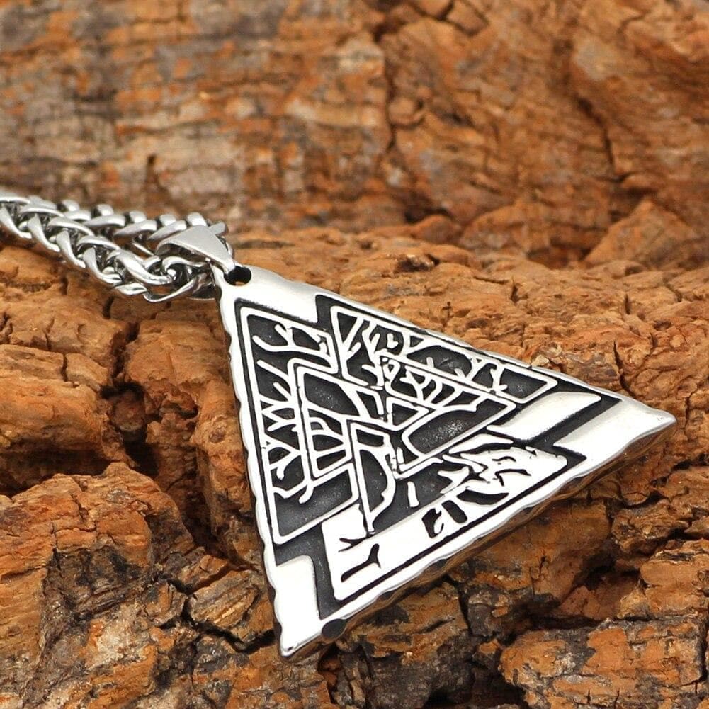 Vikings Valknut with Yggdrasil Tree of Life Stainless Steel Necklace | Pendants & Necklaces | Wiccan Center