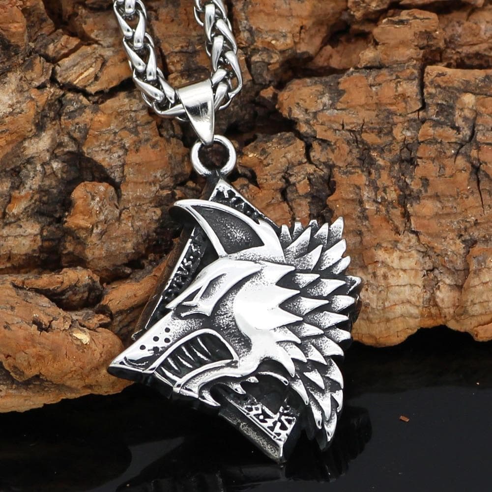 Viking Wolf Fenrir Stainless Steel Pendant & Necklace | Pendants & Necklaces | Wiccan Center
