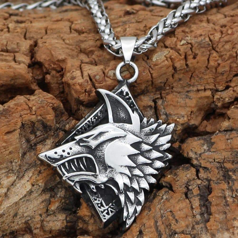 Viking Wolf Fenrir Stainless Steel Pendant & Necklace | Pendants & Necklaces | Wiccan Center