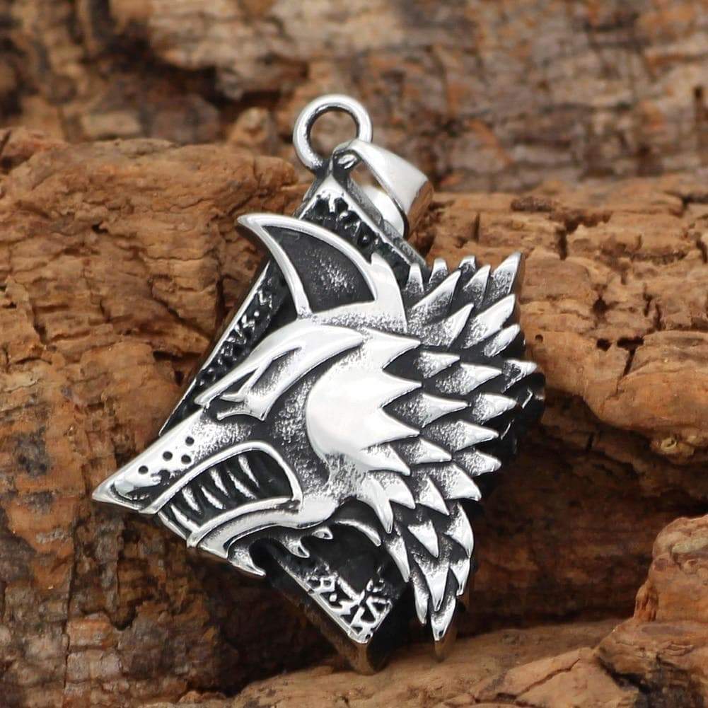 Viking Wolf Fenrir Stainless Steel Pendant & Necklace | Pendants & Necklaces | Wiccan Center