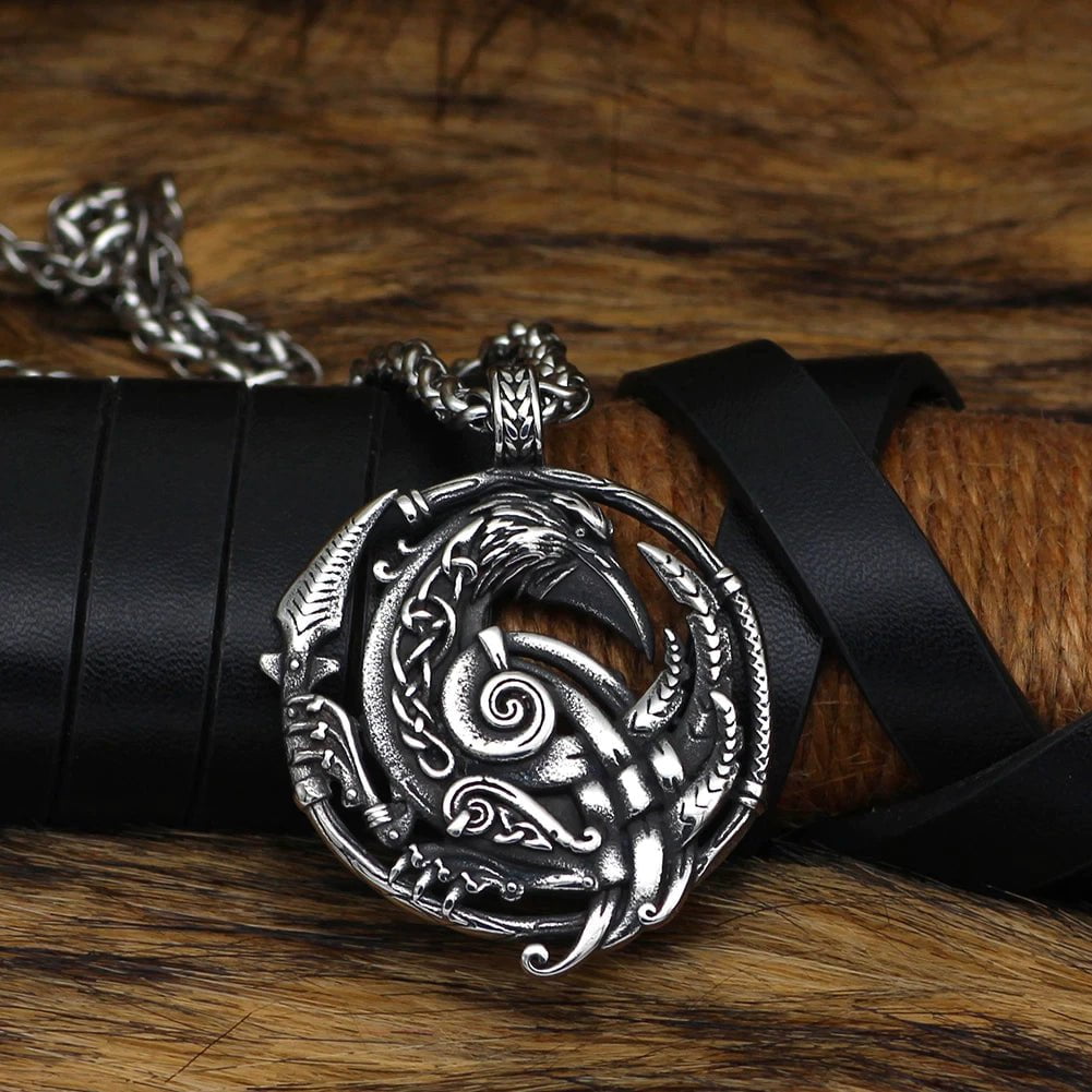 Vikings Odin's Raven Stainless Steel Necklace | Pendants & Necklaces | Wiccan Center