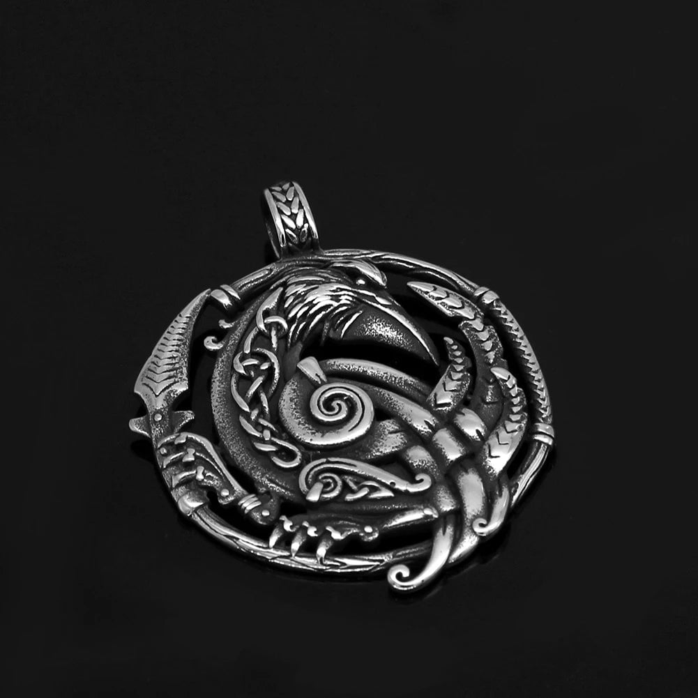 Vikings Odin's Raven Stainless Steel Necklace | Pendants & Necklaces | Wiccan Center