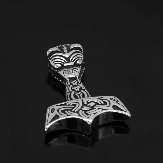 Vikings Raven Thor's Hammer Stainless Steel Necklace | Pendants & Necklaces | Wiccan Center