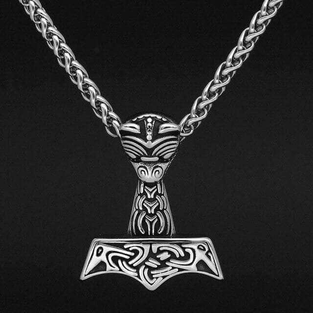 Vikings Raven Thor's Hammer Stainless Steel Necklace | Pendants & Necklaces | Wiccan Center