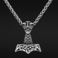 Vikings Raven Thor's Hammer Stainless Steel Necklace | Pendants & Necklaces | Wiccan Center