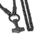 Vikings Skane Thor's Hammer Pendant with Runic King Chain | Pendants & Necklaces | Wiccan Center