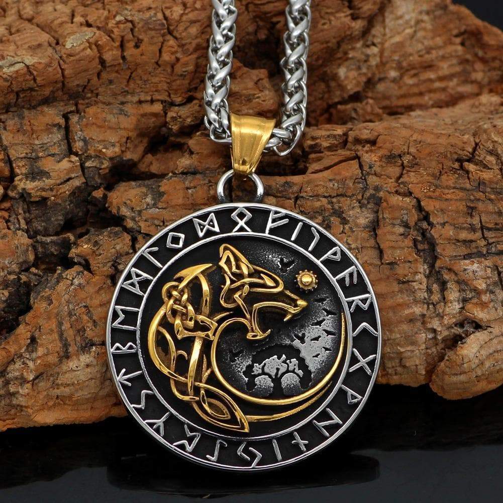 Vikings Fenrir Wolf Runic Necklace | Pendants & Necklaces | Wiccan Center