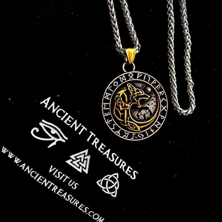 Vikings Fenrir Wolf Runic Necklace | Pendants & Necklaces | Wiccan Center