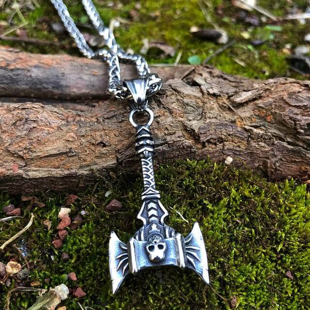 Vikings Skull Axe Stainless Steel Necklace | Pendants & Necklaces | Wiccan Center