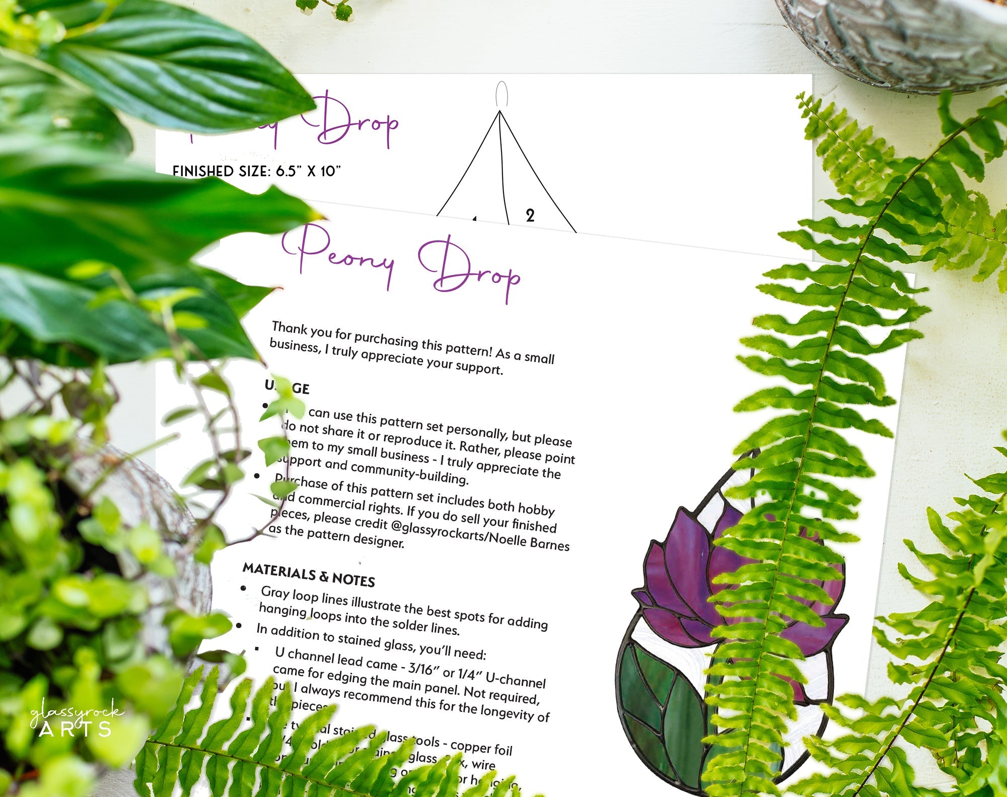 Peony Stained Glass Raindrop Pattern | Crafting Patterns & Molds | Wiccan Center