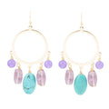 Purple Periwinkle Amethyst and Blue Magnesite Golden Chandelier Earrings | Earrings | Wiccan Center