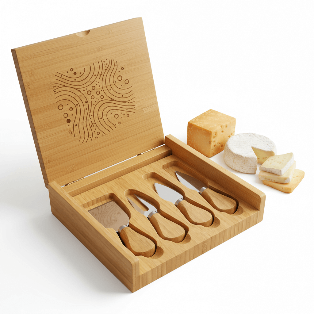 personalized bamboo cheese board set with Personalized Engraving
