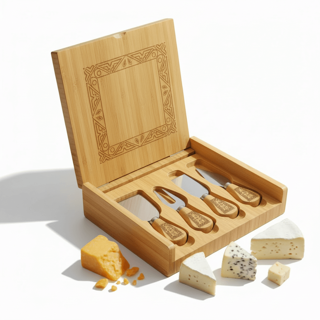 personalized bamboo cheese board set with Personalized Engraving