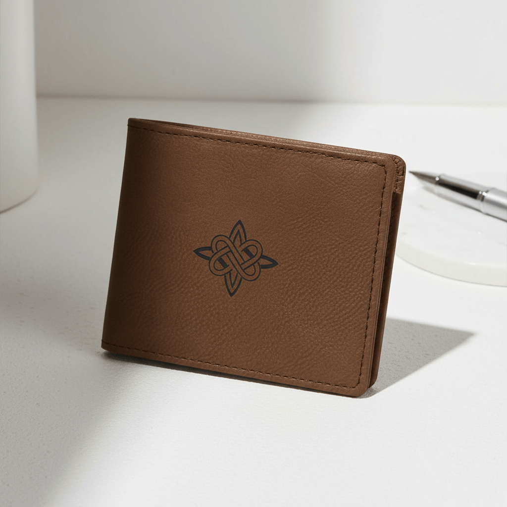 Personalized leather bifold wallet with Personalized Engraving