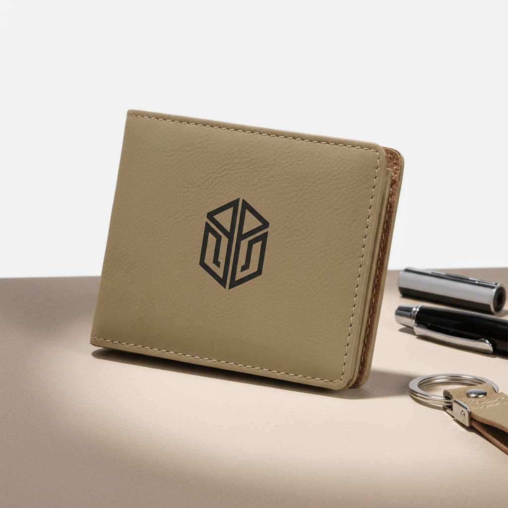 Personalized leather bifold wallet with Personalized Engraving