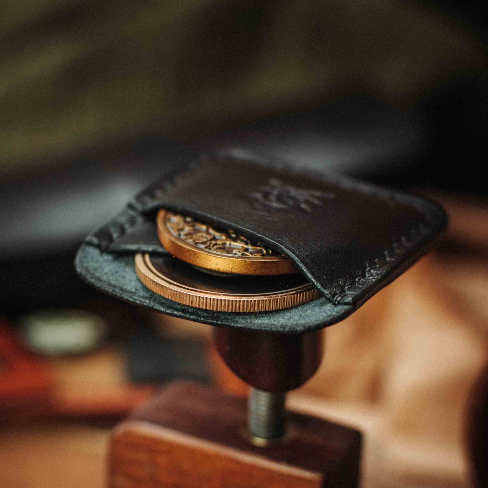 Pirate Goods Peso Pocket Duo Coin Holder – Leather Challenge Coin Case for Two Coins | Wallet | Wiccan Center