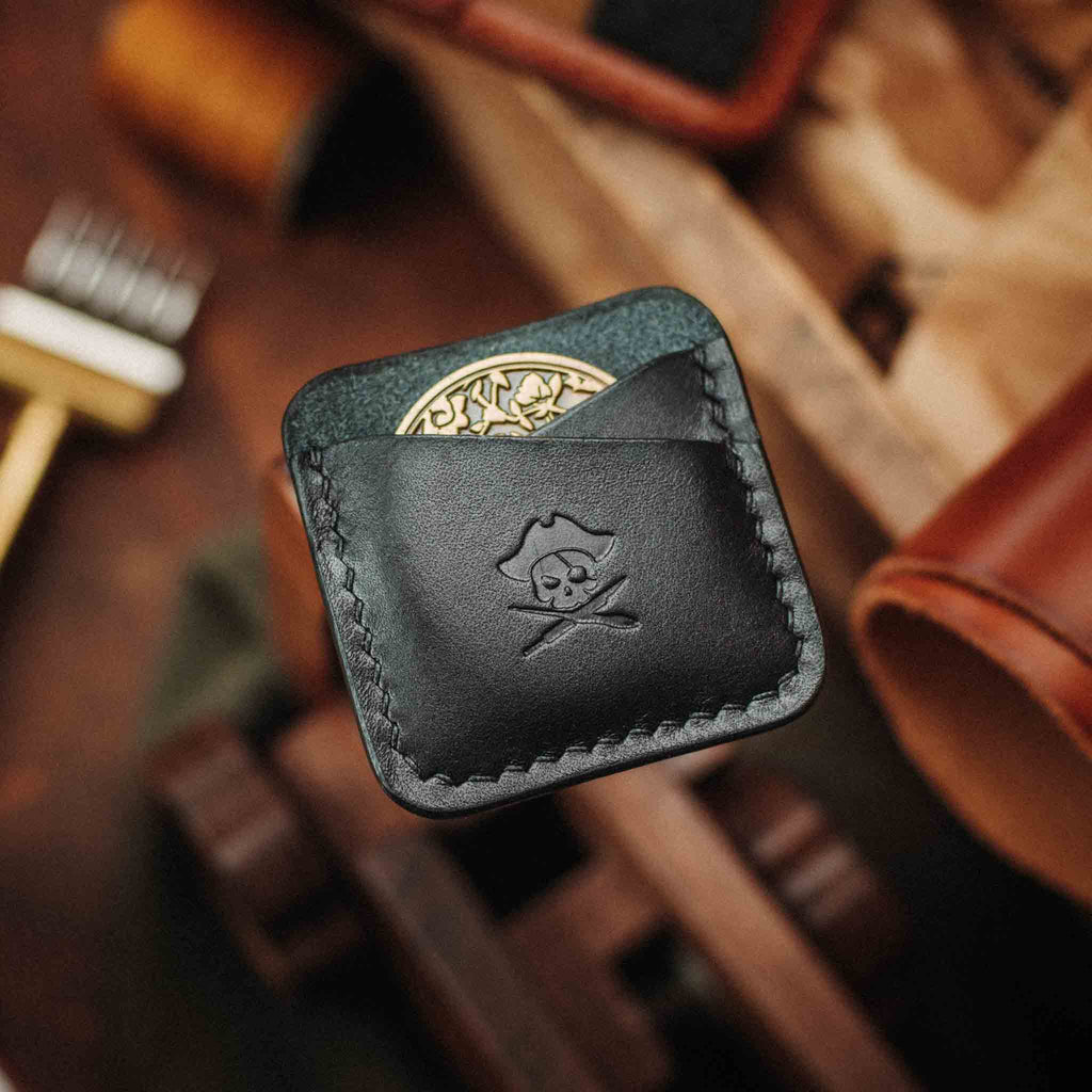 Pirate Goods Peso Pocket Duo Coin Holder – Leather Challenge Coin Case for Two Coins | Wallet | Wiccan Center