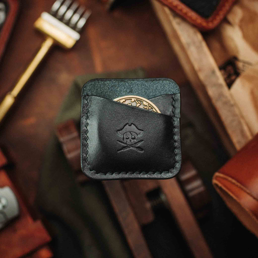 Pirate Goods Peso Pocket Duo Coin Holder – Leather Challenge Coin Case for Two Coins | Wallet | Wiccan Center