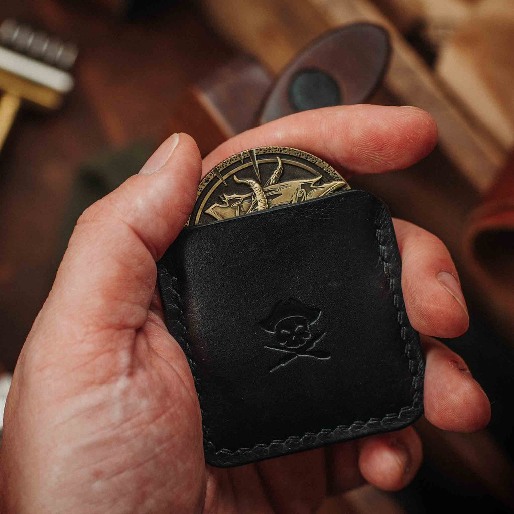 Pirate Goods Peso Pocket v3 Coin Holder – Leather Challenge Coin Case for EDC | Wallet | Wiccan Center