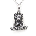 Petite Silver Bear Pendant Necklace With Crystal Accents