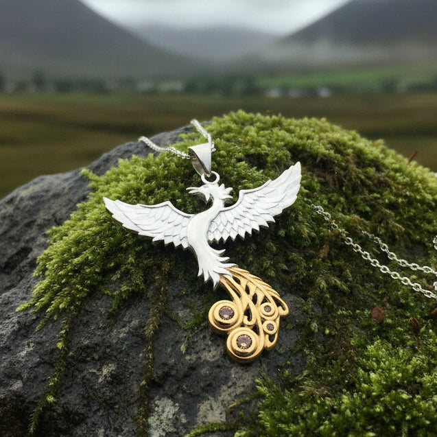 Phoenix Gemstone Necklace in Sterling Silver | Pendant | Wiccan Center