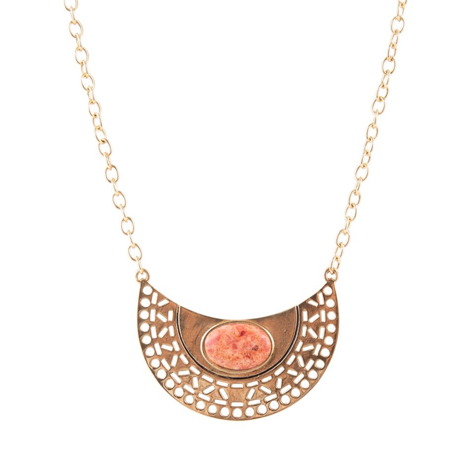 Pharoah Orange Sponge Coral Pendant and Golden Bronze Necklace | Necklaces | Wiccan Center