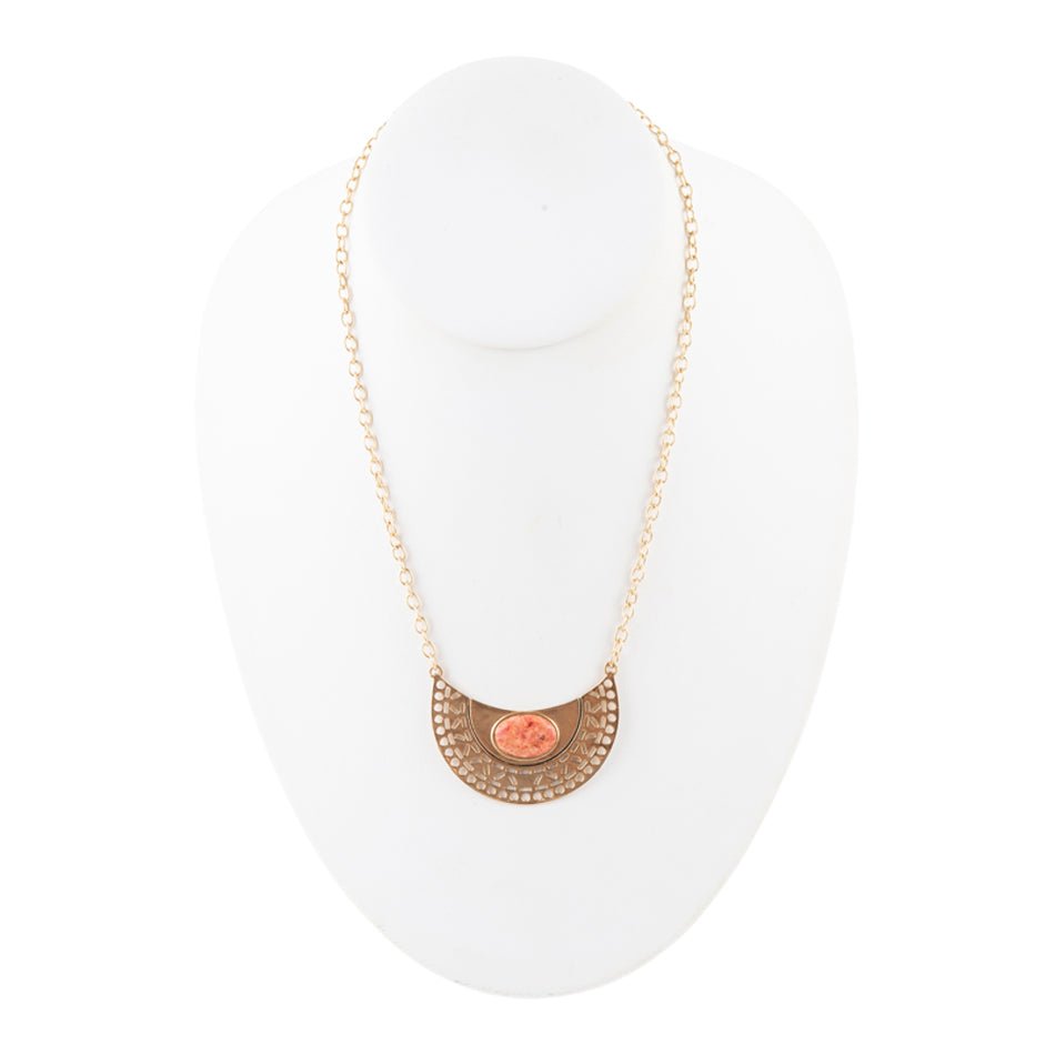 Pharoah Orange Sponge Coral Pendant and Golden Bronze Necklace | Necklaces | Wiccan Center