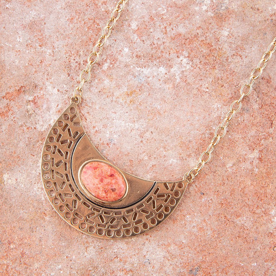 Pharoah Orange Sponge Coral Pendant and Golden Bronze Necklace | Necklaces | Wiccan Center