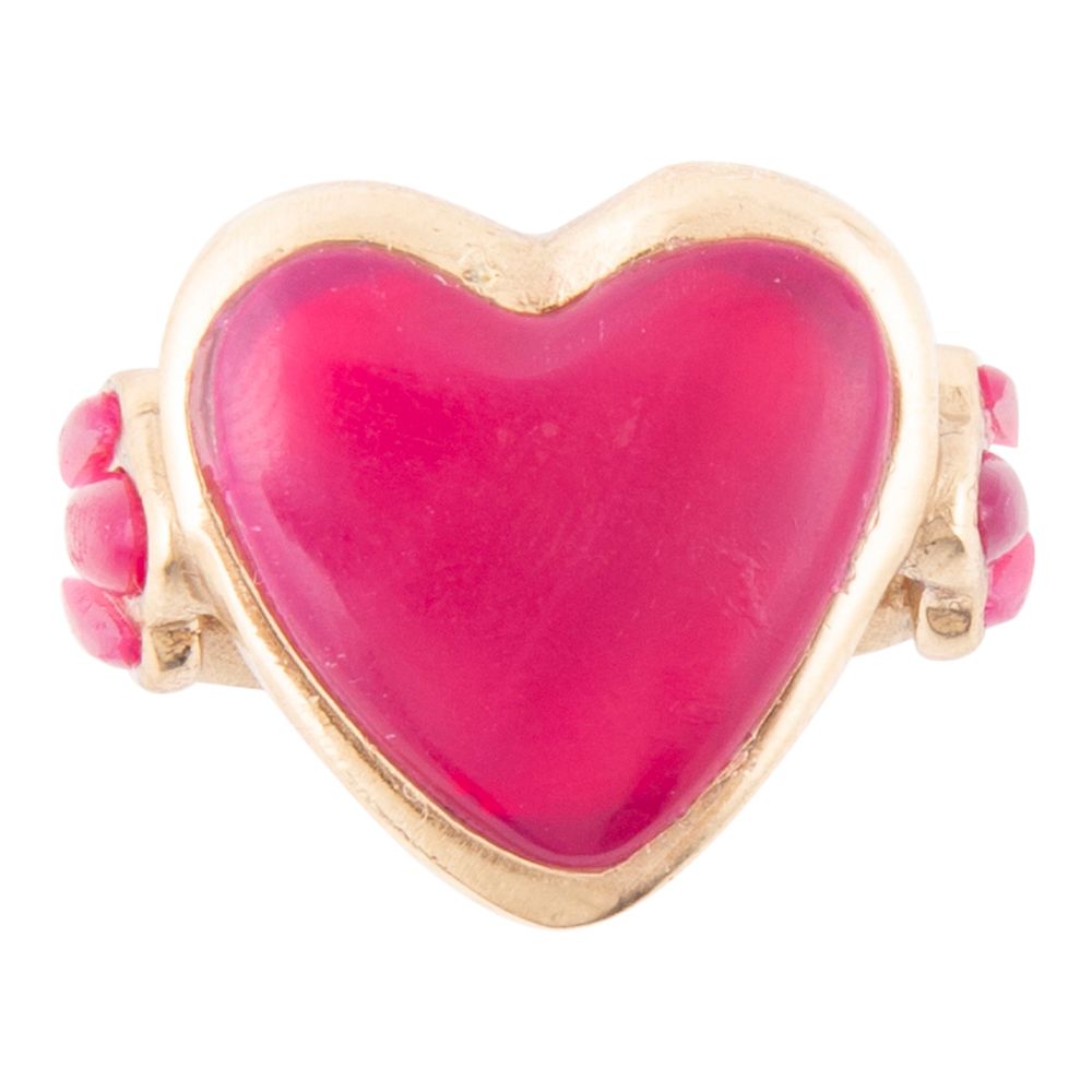 Pink Agate Heart Golden Statement Ring | Rings | Wiccan Center