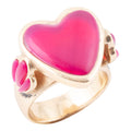 Pink Agate Heart Golden Statement Ring | Rings | Wiccan Center