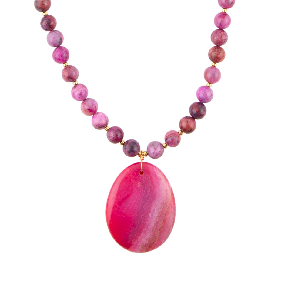 Pink Magenta Dreams Agate Slab Pendant Necklace | Necklaces | Wiccan Center