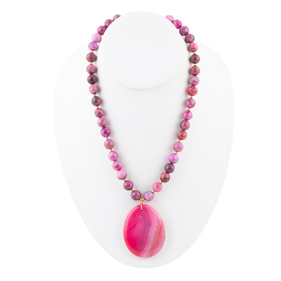 Pink Magenta Dreams Agate Slab Pendant Necklace | Necklaces | Wiccan Center