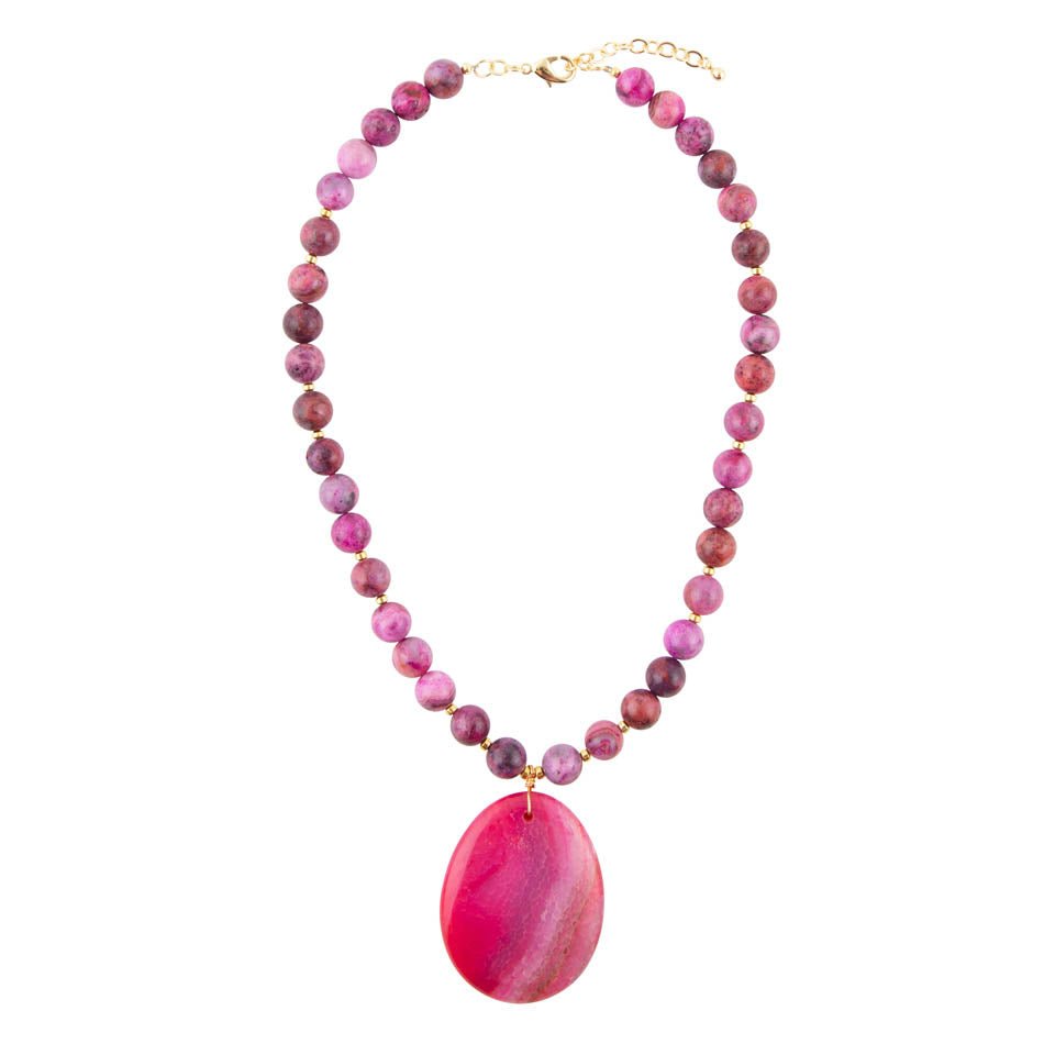 Pink Magenta Dreams Agate Slab Pendant Necklace | Necklaces | Wiccan Center