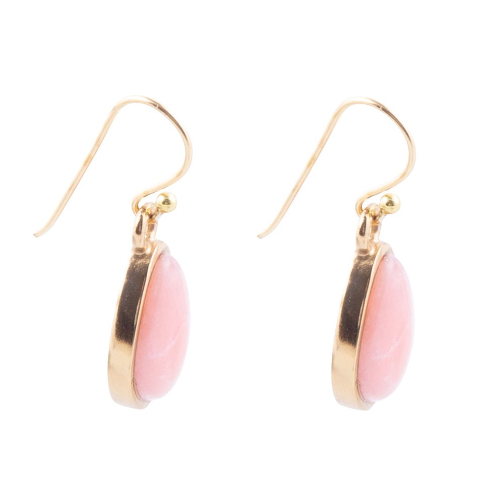 Pink Opal Golden Drop Earrings | Earrings | Wiccan Center