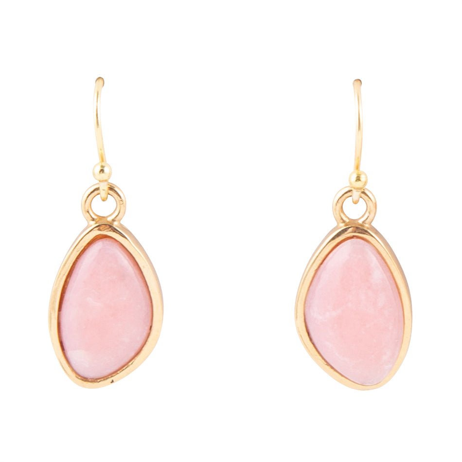 Pink Opal Golden Drop Earrings | Earrings | Wiccan Center