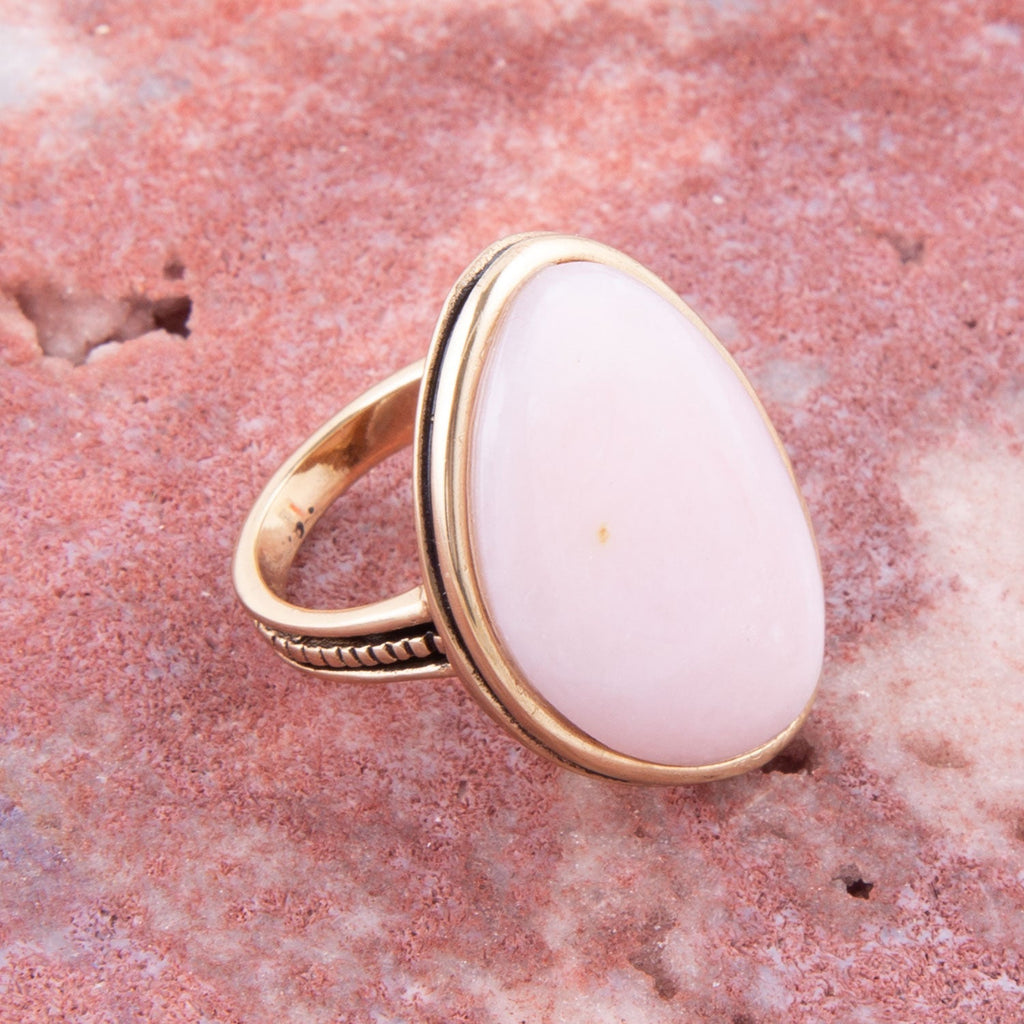 Pink Opal Golden Statement Ring | Rings | Wiccan Center