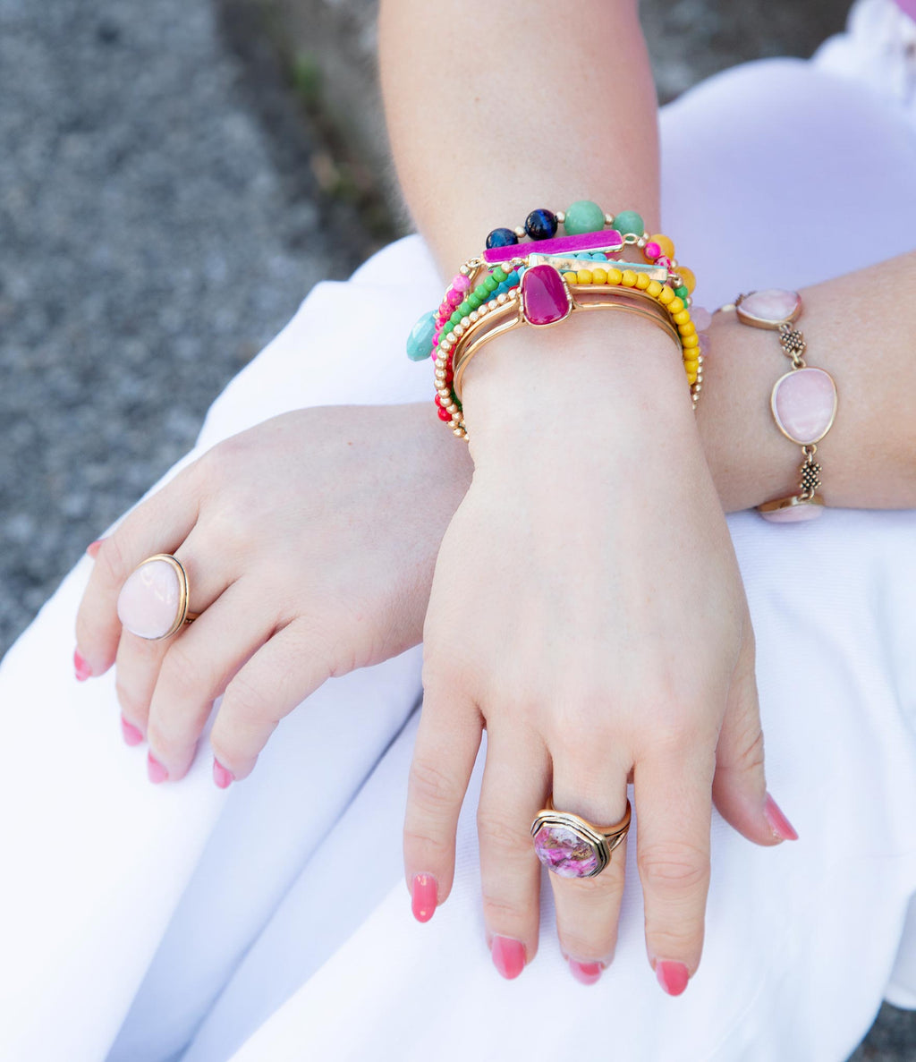 Pink Opal Golden Statement Ring | Rings | Wiccan Center