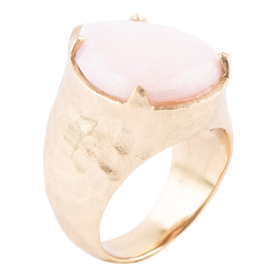 Pink Opal Golden Teardrop Ring | Rings | Wiccan Center