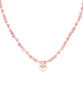 Pink Rhodonite and Golden Bronze Heart Pendant Necklace | Necklaces | Wiccan Center