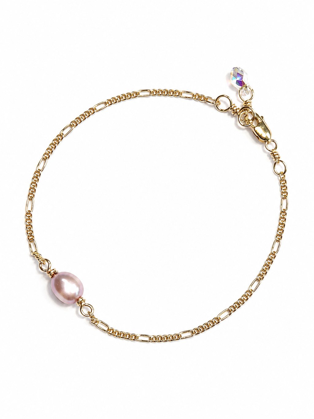 Single Round Pearl Bracelet with Swarovski Clasp