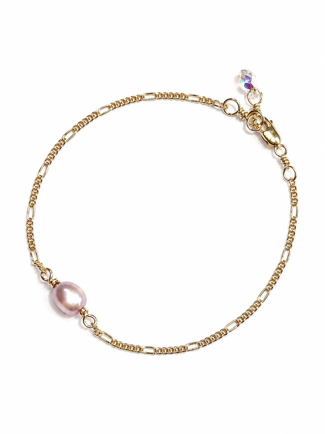 Single Round Pearl Bracelet with Swarovski Clasp