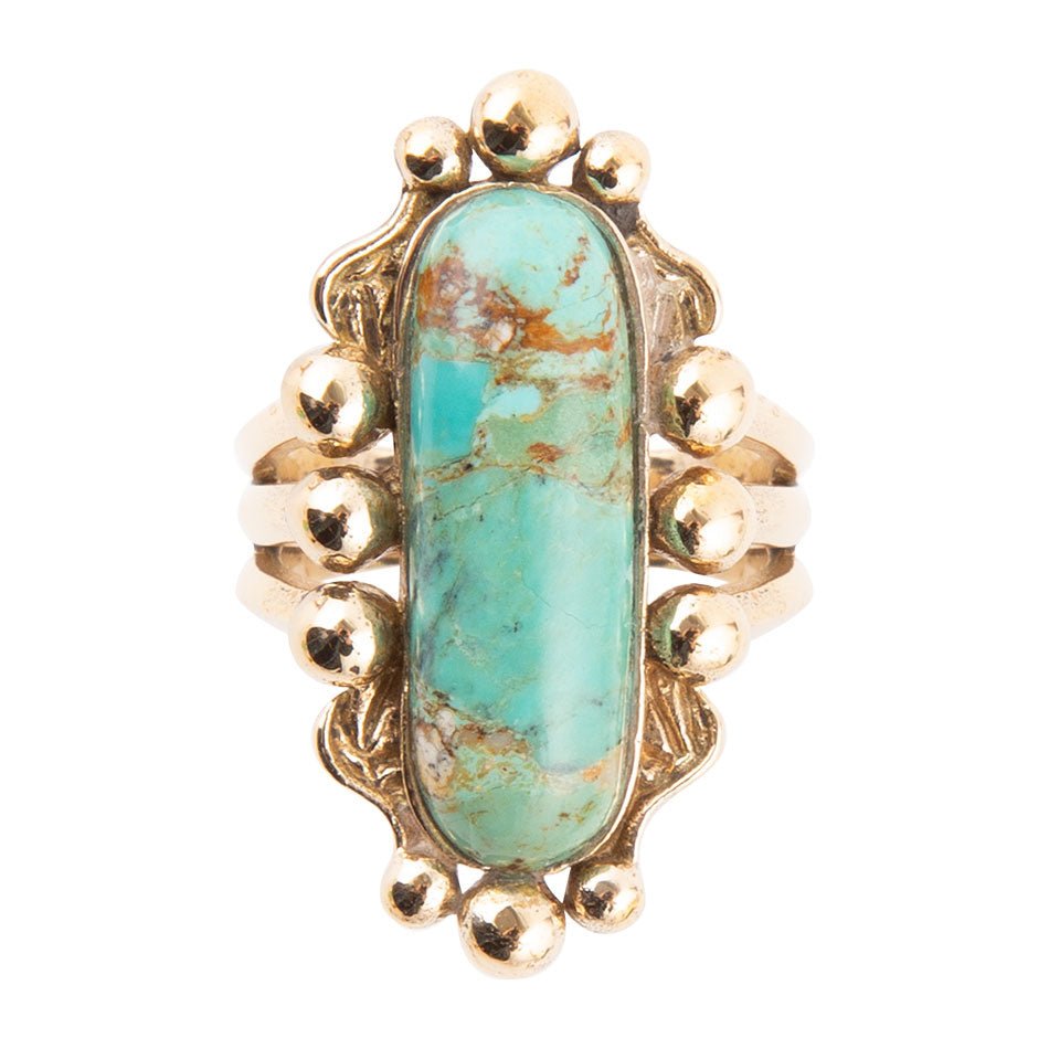 Plateau Blue Turquoise and Golden Ring | Rings | Wiccan Center