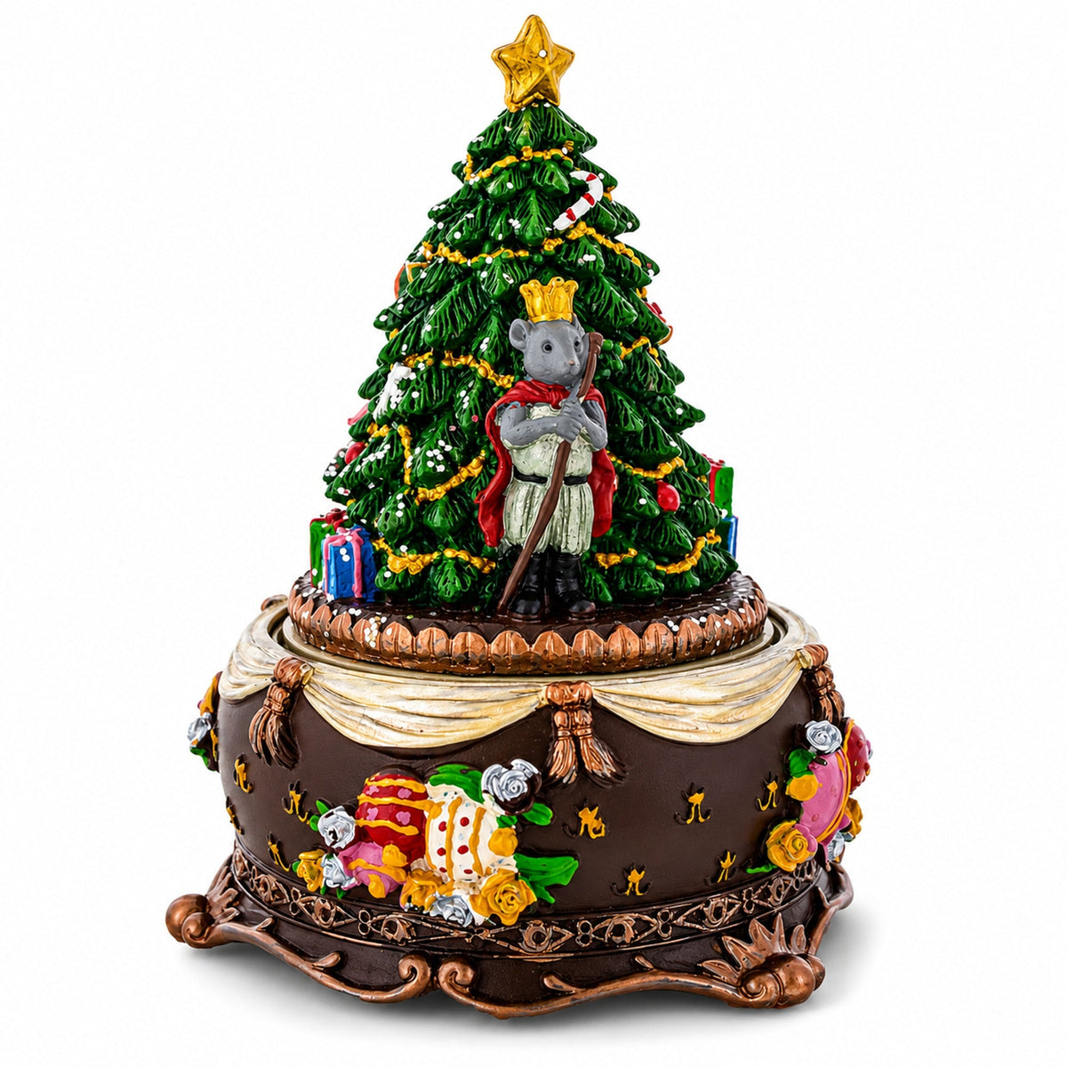 Animated Nutcracker Ballerina Christmas Figurine - Rotating Tree Music Box